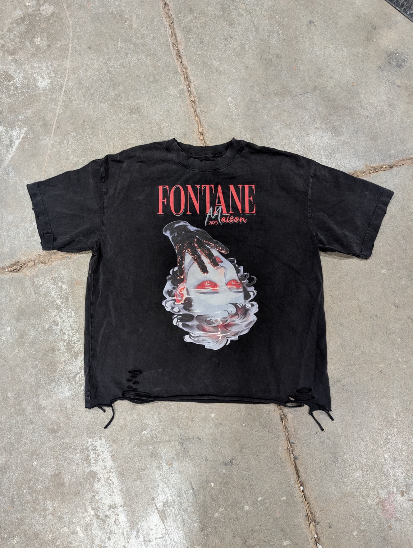Fontane Chrome Bloom Distressed Tee — front view